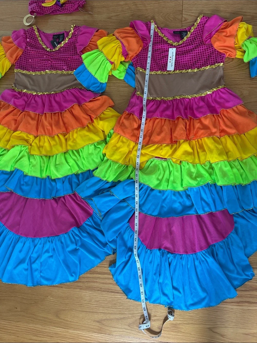 Kids Rainbow Ruffle Costume Dress - Multicolor, 7-8 years, 11-12 years
